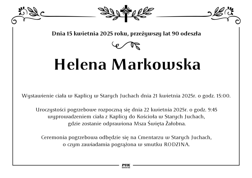 Helena Markowska - nekrolog